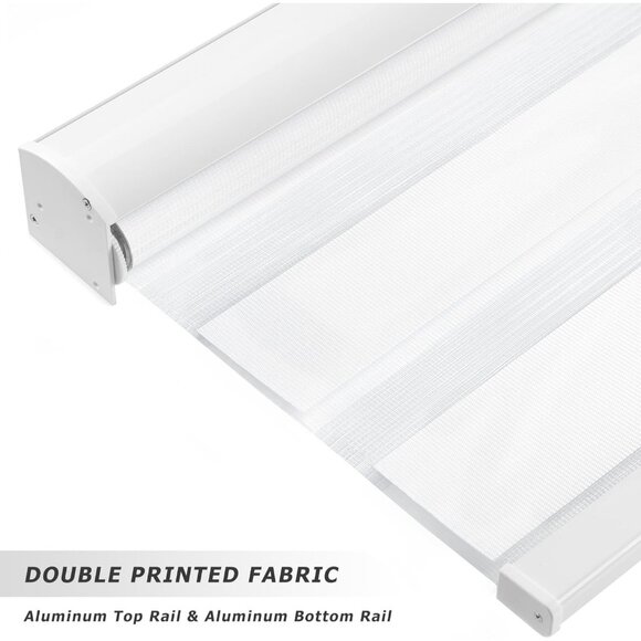 LazBlinds Cordless Zebra Blinds 42"x72" - White Dual Layer Light Filtering Shade - Picture 2 of 6